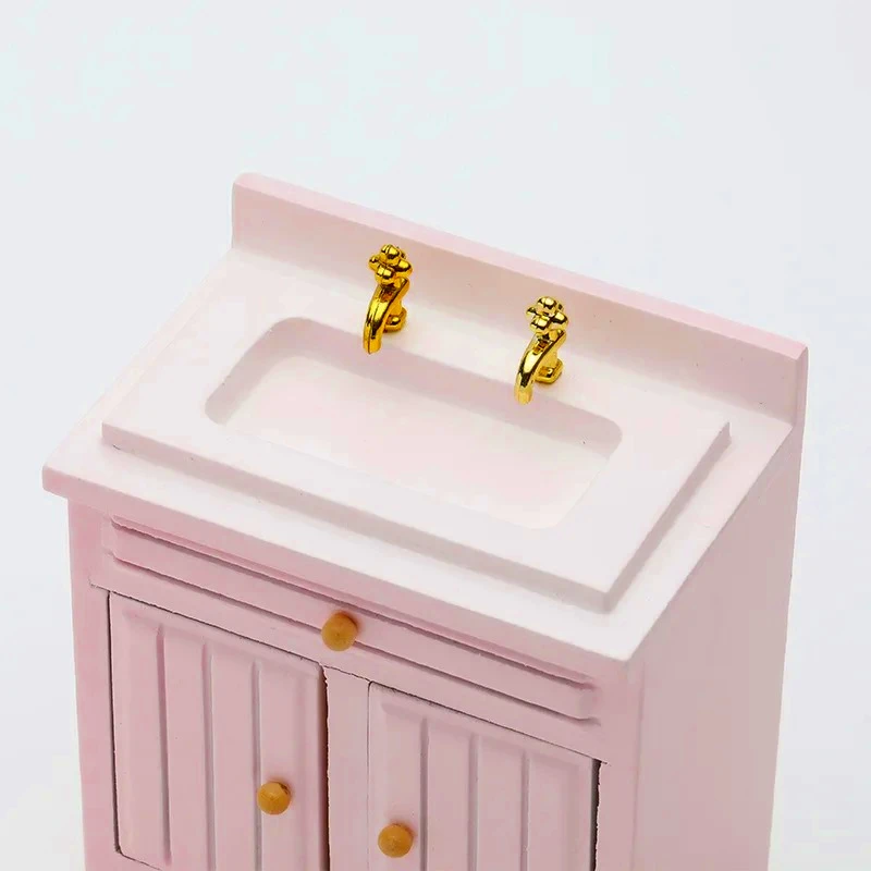 Squisito set di mobili da cucina e lavello per casa delle bambole in miniatura 1:12, tavolo da cucina e modelli alimentari in miniatura di betulla - immagine 2