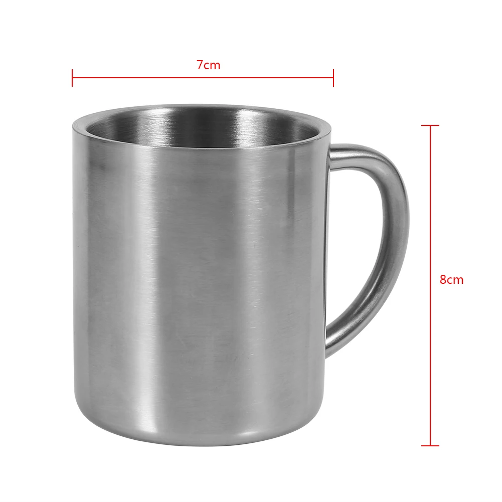 220ml Drinking Cup Portable Stainless Steel Double Wall Mug Travel Camping Coffee Tea Milk Cup 6