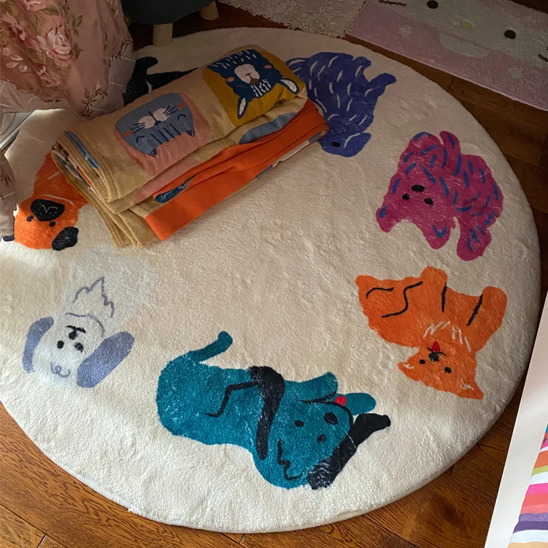 

Simple Cute Dog Carpet Round Living Room Bedroom Carpet Bedside Blanket Children Carpet In The Bedroom ,Carpet For Nursery
