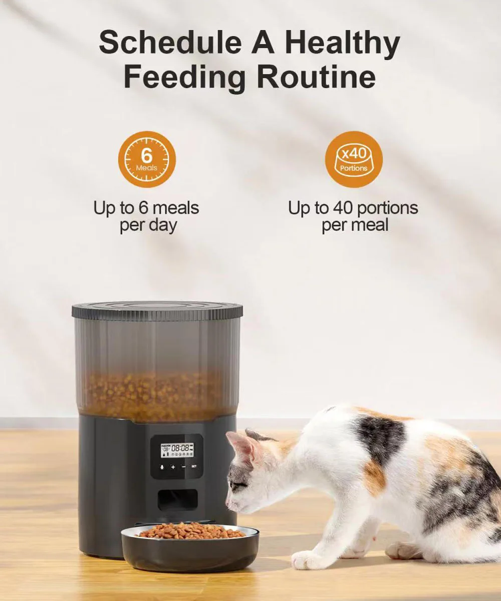 4l smart pet feeder – automatic food dispenser with audio recording and regular quantitative feeding, ideal for cats and dogs