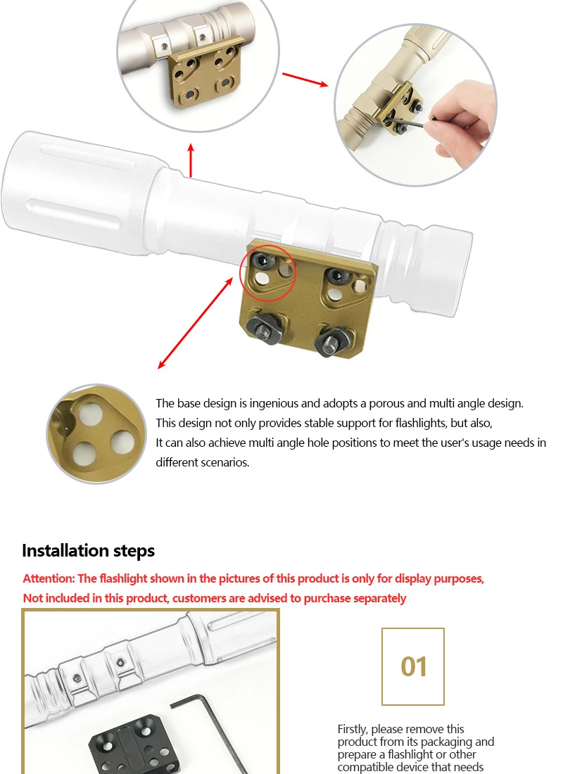 Description Picture 6 of itemTactical CNC Scout light mount For M300 M600 Flashlight Offset side mounts For M-Lok Rail Weapon Lights Base Hunting Accessories