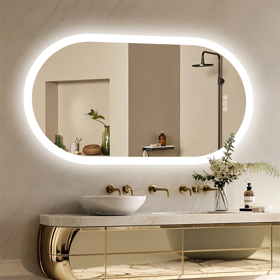 Oval LED Smart Bathroom Mirror with Anti-Fog