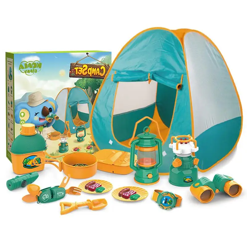 

Camping Tent Set Toys For Kids Set Of 21 Includes Up Play Tent Camping Gear Tools Adventure Set Include Kids Camping Tent