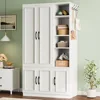 Armoire Wardrobe Closet 70" H,  5 Doors Bedroom Wooden Wardrobe with 4 Storage Shelves and Hanging Rod 1