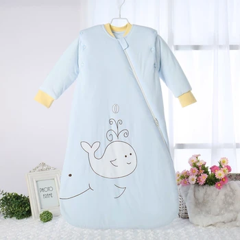가을 겨울 아기 침낭 만화 스타일 원피스 킥 방지 이불 침낭 지퍼 디자인, 부드러운 통기성 면 잠옷