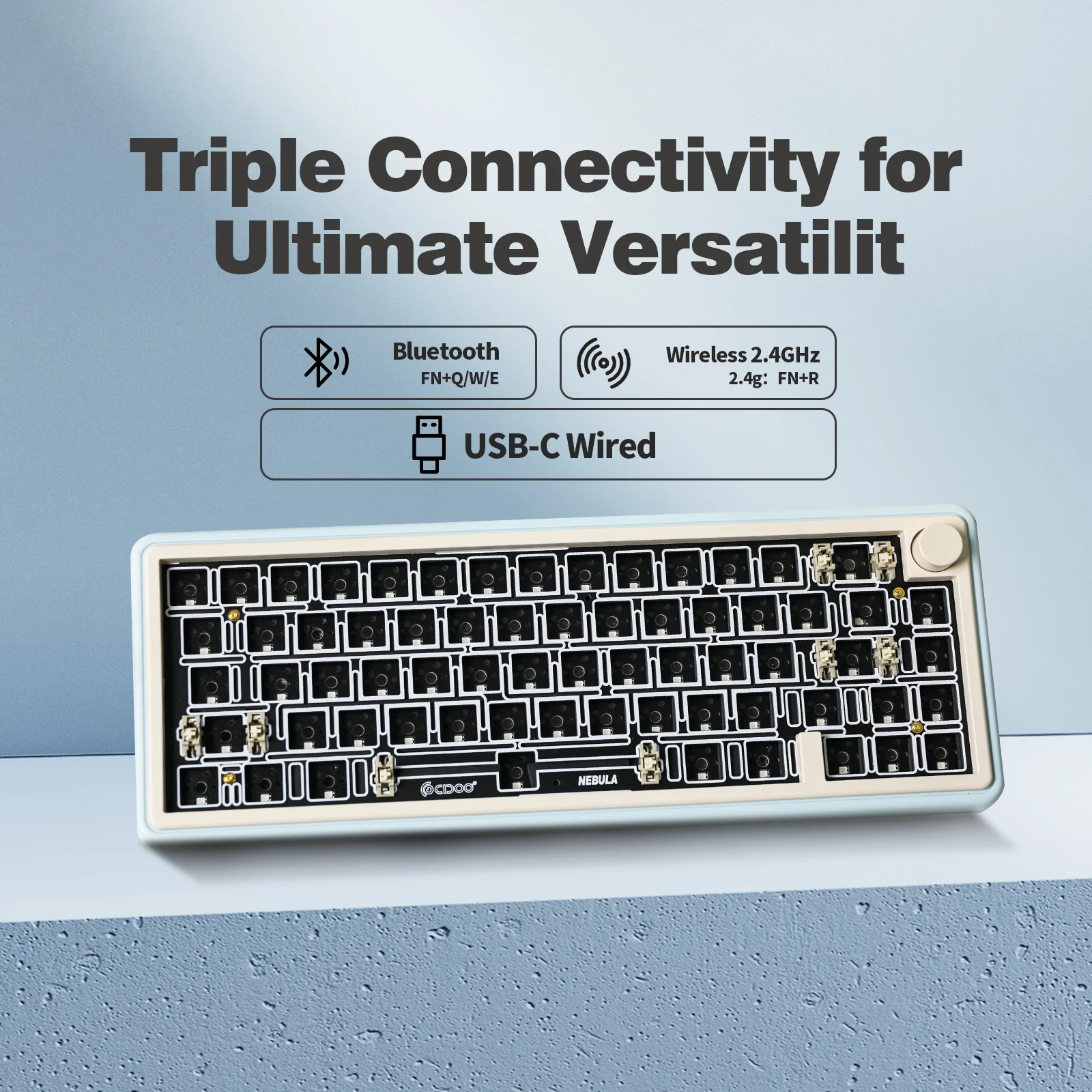 Cidoo Nebula-via-teclado Mecânico sem Fio Programável Hot Swappable Bluetooth 2.4ghz Tipo-c com Fio Windows Mac Mac 65 - Imagem 3