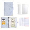 Sleek A6 PU Leather Marble Texture Binder with Zipper – Trendy Multi-Pocket Storage Bag to Keep Your Bills and Receipts Neat! 2