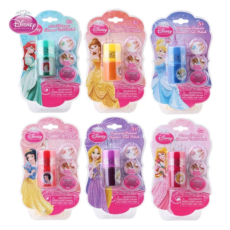 3 pcs/set Disney Children's Makeup Toy Nail Set Non-toxic and tasteless water-based nail oil Princess girl Polish can tear