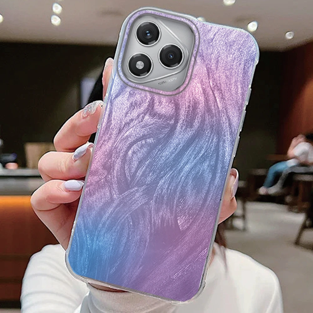 Gradient Feather Laser Texture Silicone Phone Case - Soft TPU Cover