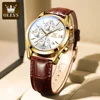 OLEVS 2872 Quartz Multifunctional Exquisite Men Wristwatches, PU Strap Sport Waterproof Watches For Men Luminous Chronograph 3