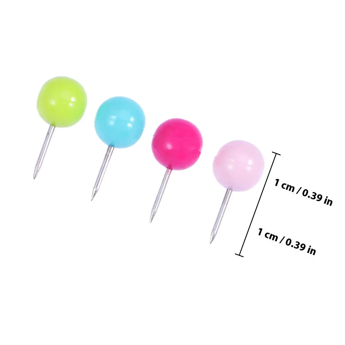 100Pcs 10Mm 활기찬 공 모양의 푸시핀 벽 코르크보드 지도 표시 사무실 학교 전시회 사용을 위한 장 드로잉 핀
