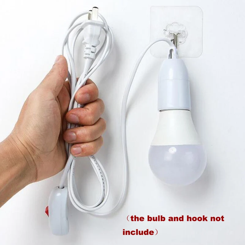 2m/4m Lamp Bases Universal Switch button Led Bulb power cable Socket extend Adapter E27 Screw Holder Accessories Tools US Plug