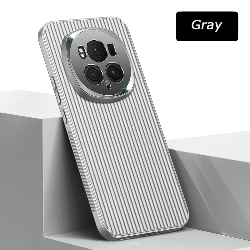 Coque de téléphone Honor Magic 6 Pro à rayures 3D en métal avec trou fin pour protéger l'appareil photo, coque souple mate antichute et anti-empreintes digitales_voghion.com