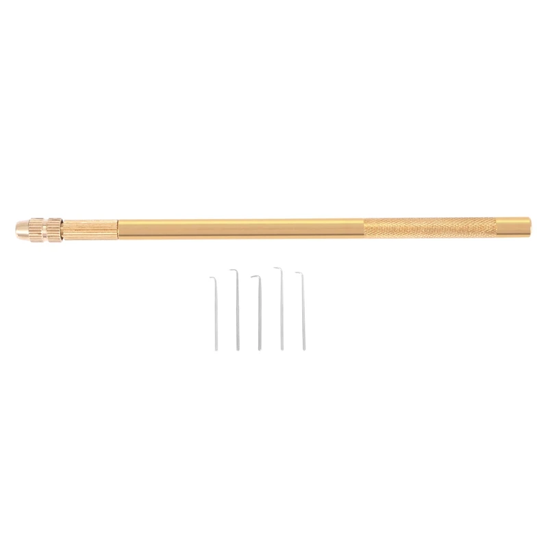 Wig Crochet 5Pcs Ventilating Needles +1 Brass Holder For Lace Wig Needle Hairpiece Knotting Hook Sets Beaded Hook