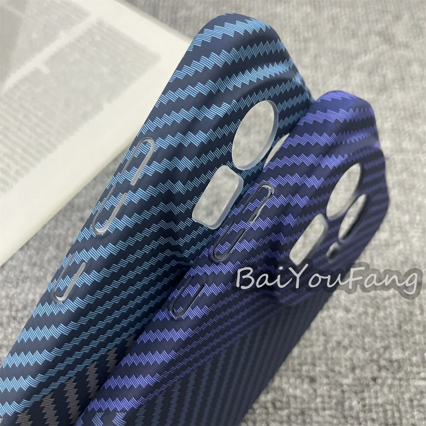 Luxury Carbon Fiber Pattern Color-Blocked Twill PC Shockproof Bumper Case