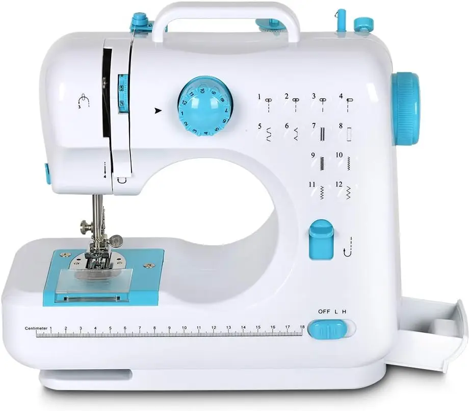 

Blue 505 Portable Sewing Machine Double Speeds for Beginner and Kids，Sewing Machine with Reverse Sewing and 12 Built-In Stitches