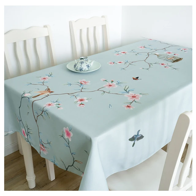 Petites nappes rectangulaires imprimées De fleurs De prunier fraîches, pour décoration De Table De fête, imperméable, Anti-taches 4