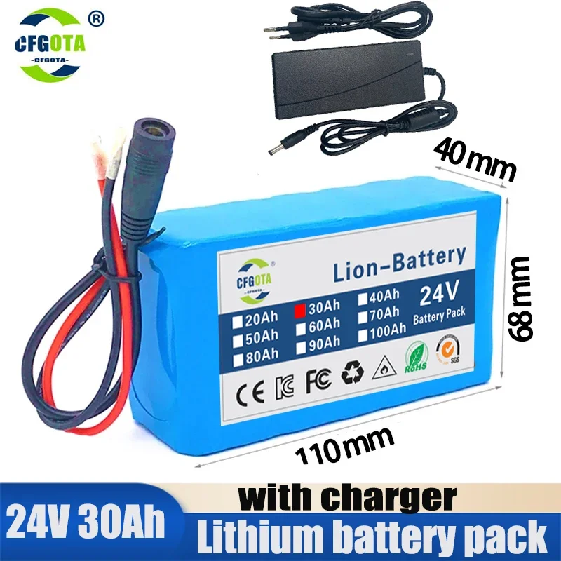 

24v 6s2p Lithium Battery Pack 5000mah 18650 Rechargeable Battery For Electric Bicycle/Moped Li Ion Battery Pack With Charger