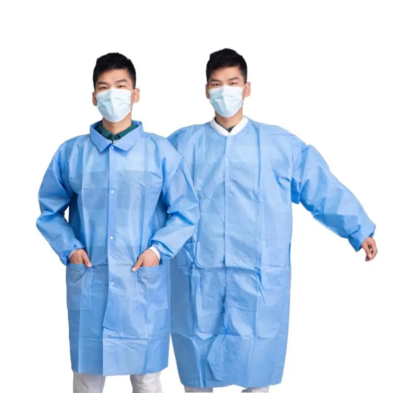 Disposable Non-Woven Experimental Gown Coat One-Piece Protective Clothing Antifouling Breathable Thickened Isolation Clothing