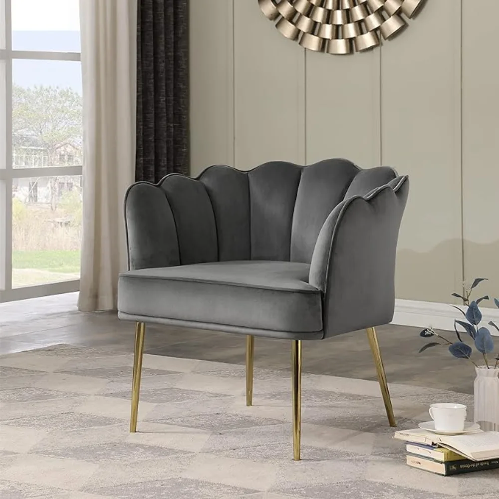 

Velvet Wide Barrel Chair Chairs for Living Room Furniture Grey Home Relaxing