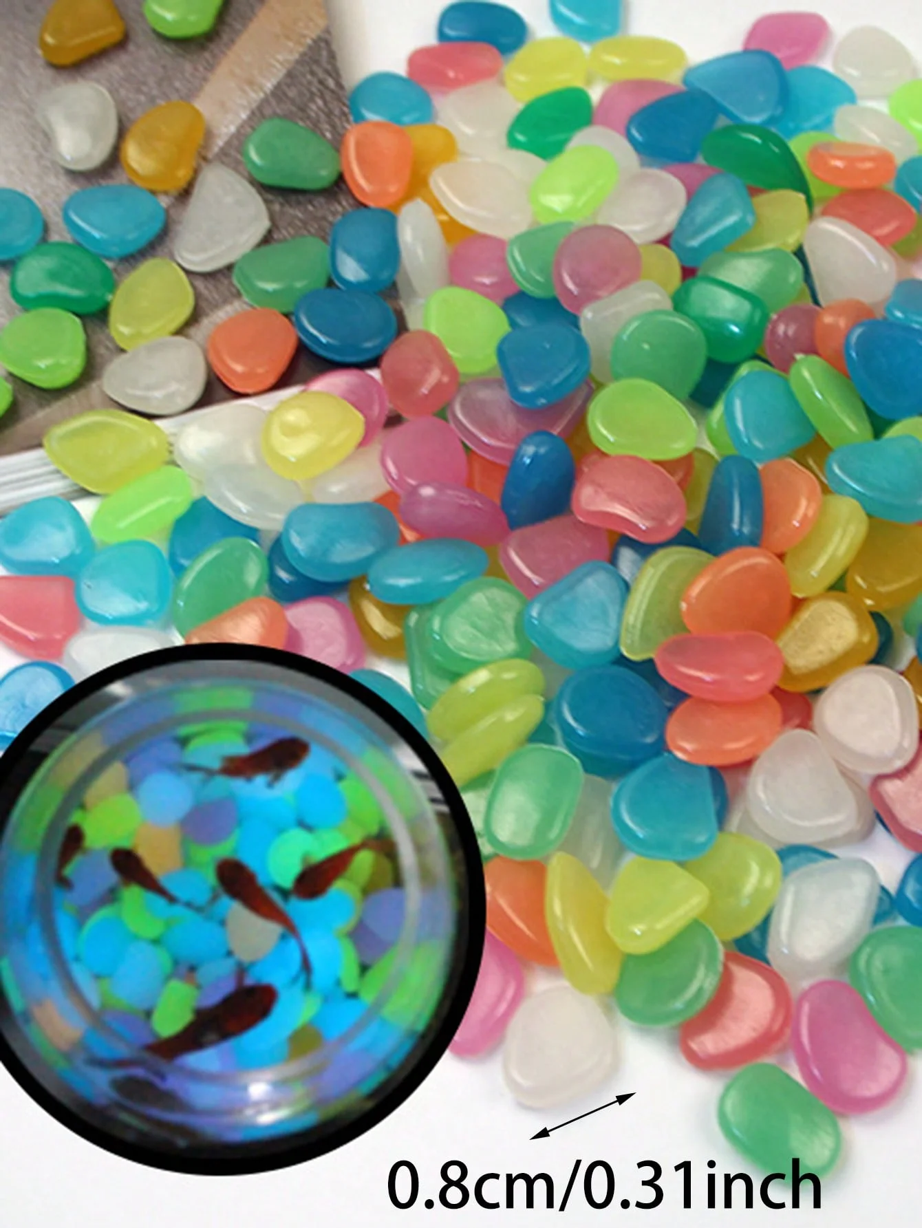 Small luminous stone glowing pebble fish tank ornaments fish tank decorations aquarium ornaments mini landscape ornaments glowing rocks artificial luminous stones garden fish tank landscaping fluorescent stone-random color 100pcs