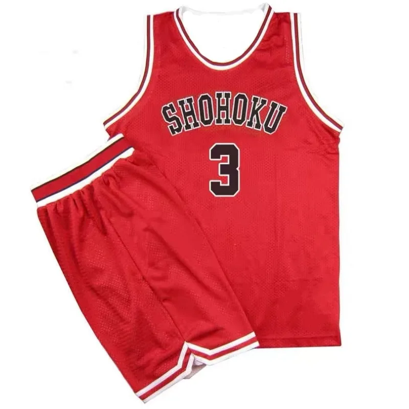 2PCS Red Wearable Basketball Jersey Sets Unisex Short Summer Casual Sports Sleeveless Jersey Hisashi Mitsui Shirts Uniforms 3