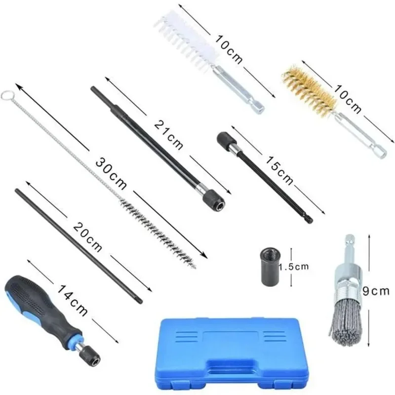 19pcs Universal Injector Seat Brush Cleaner Cleaning Tool Kit for Diesel Injectors Engines Car Special Disassembly Tool