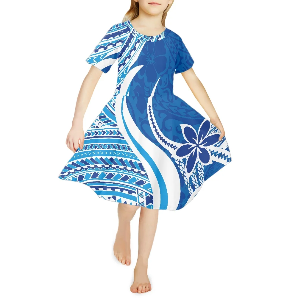 Inventory Clearance Promotion Ultra Low Price Island Dress Polynesian Midi Stretch Sexy Dresses Blue White Limited Sale |