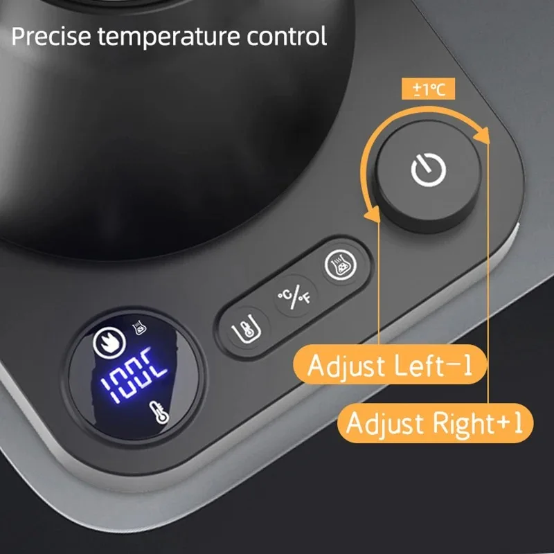 110V/220V Gooseneck Electric Kettle Smart Temperature Control Pot 1200W Rapid Heating Kettle 304 Stainless Steel Liner Pot 900ml 4