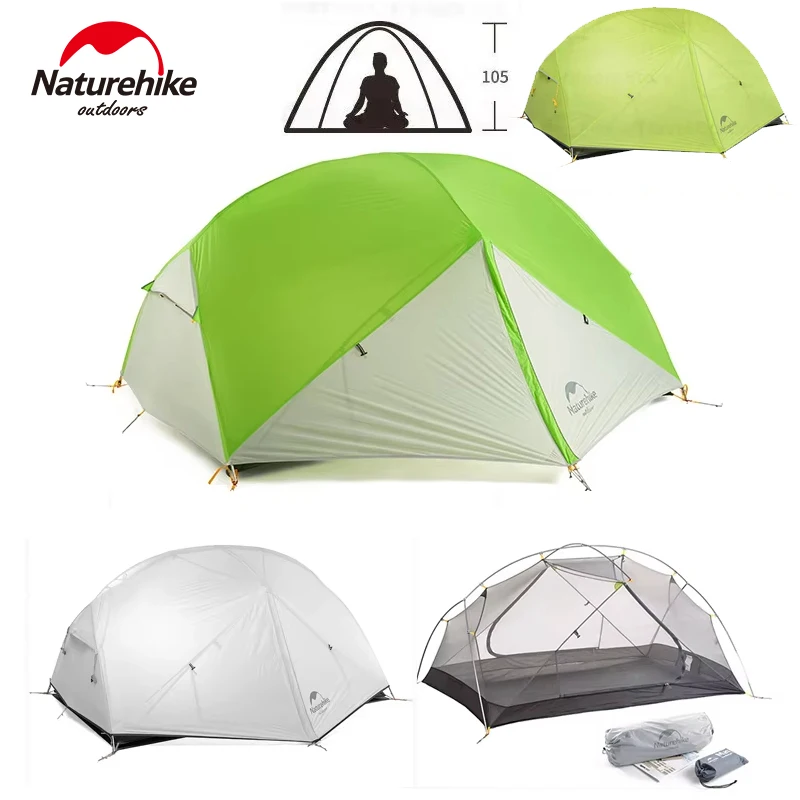 Camping Tent Portable Tent Naturehike Mongar 2 Tent Ultralight Waterproof 20D Nylon Double Layer Professional for 2 Person