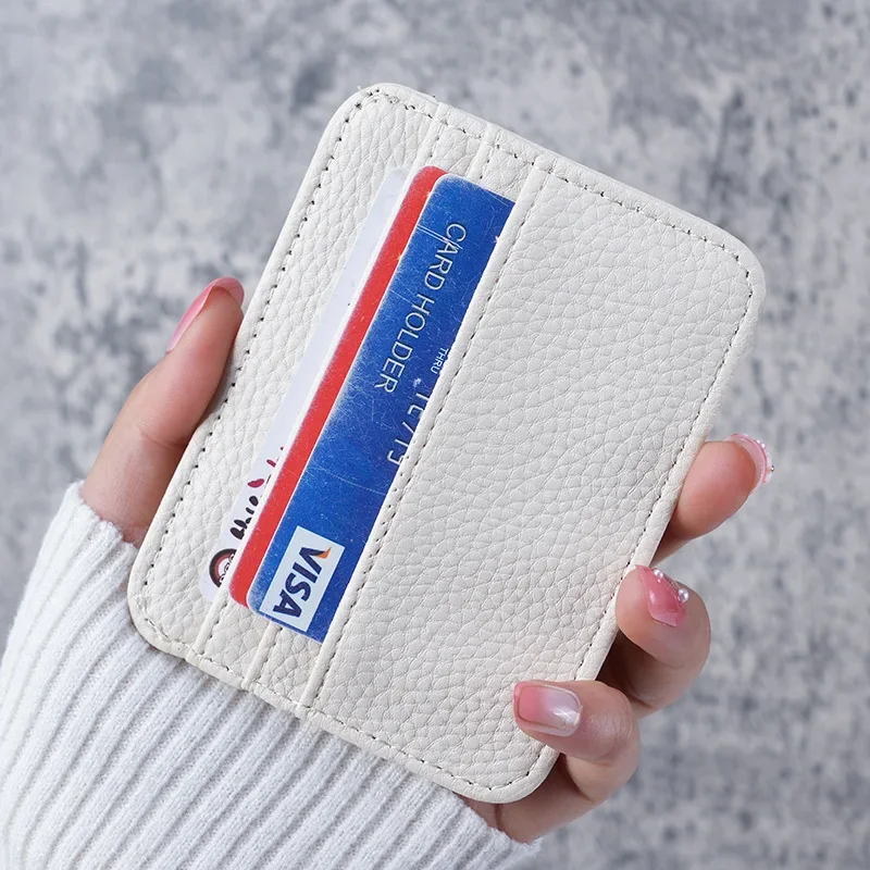 

New Fashion Versatile Simple Casual Card Clip with Litchi Pattern Creative Change Bag Student Bus Card Cover