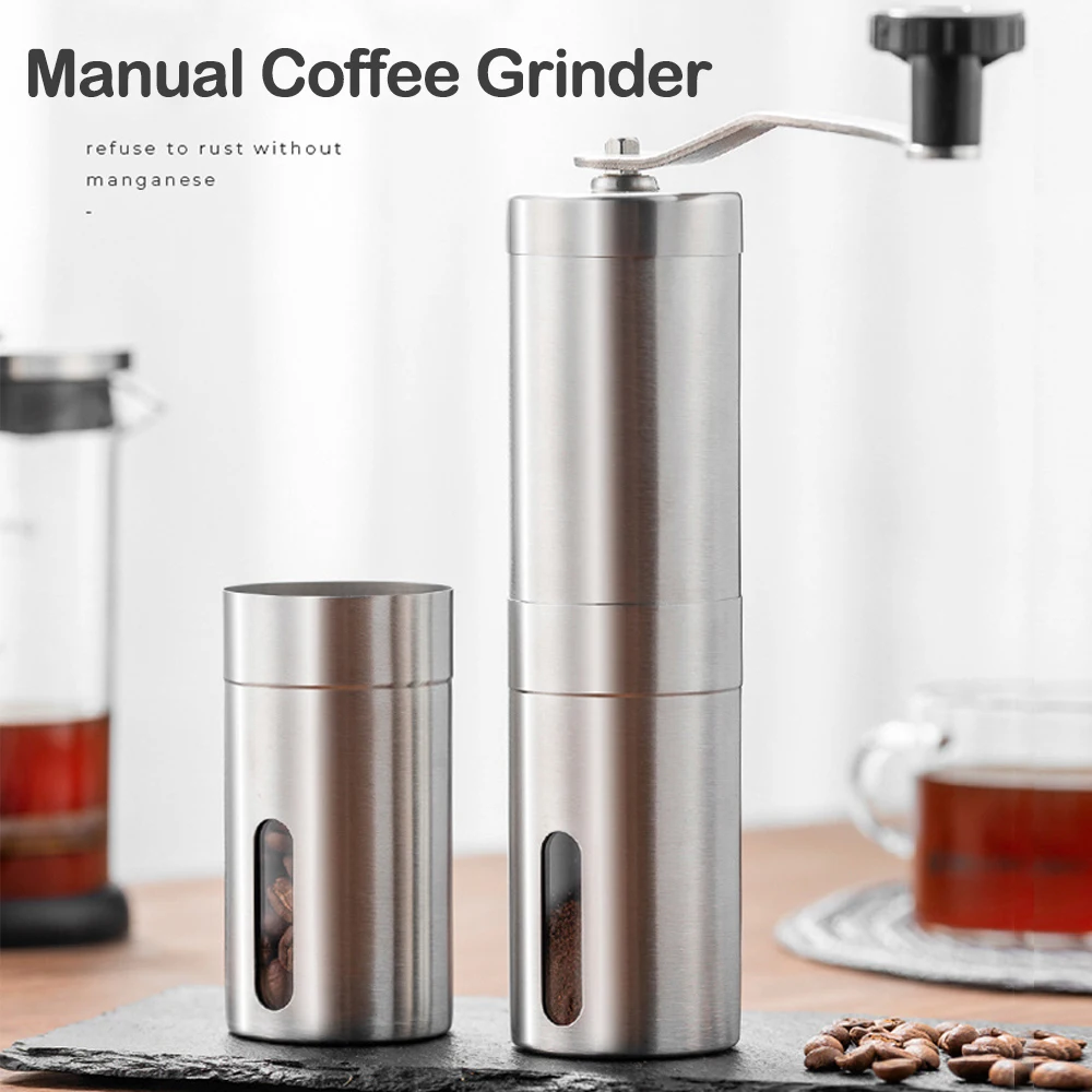 1pc Manual Coffee Bean Grinder Stainless Steel Hand Coffee Mill Ceramic Burr  for Drip Coffee, Espresso, French Press, Turkish Brew, coffee gift