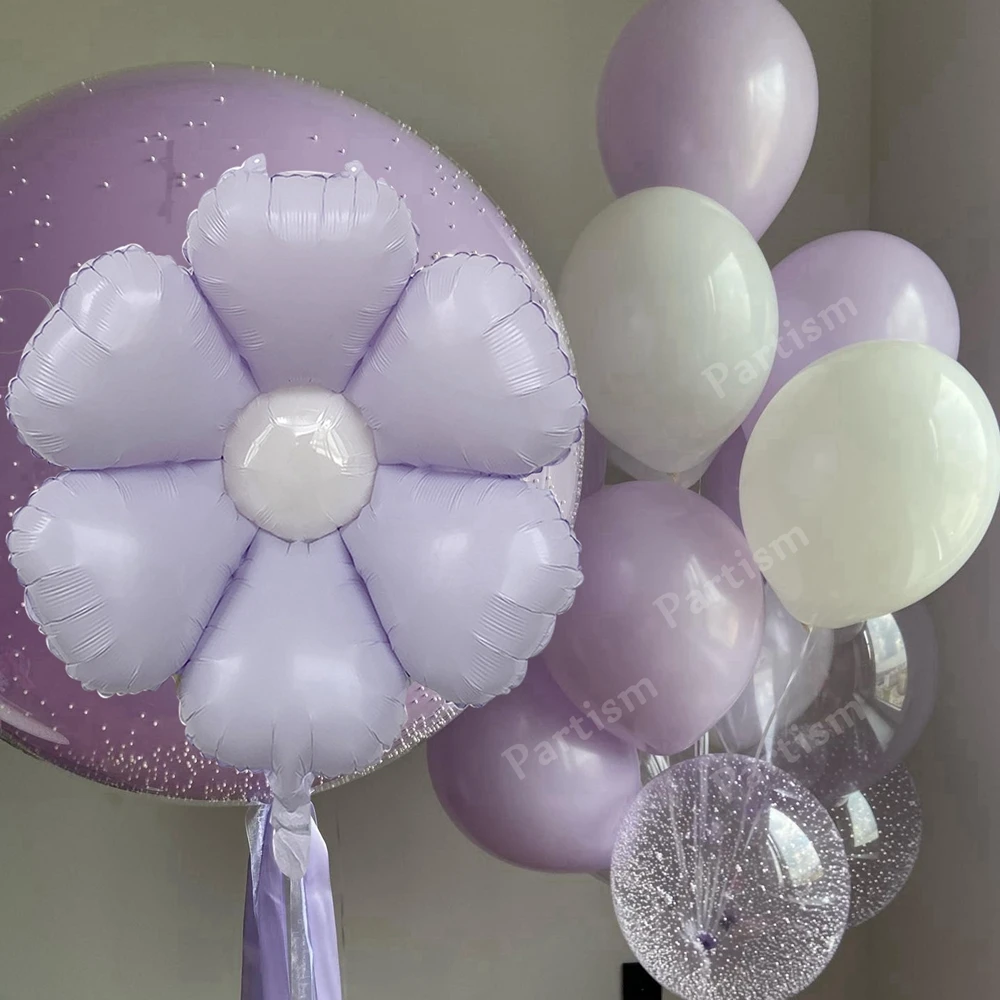 

Purple Daisy Foil Balloon with Marcon Purple Latex Balloons Set for Birthday Wedding Annirversary Baby Shower Party Decorations