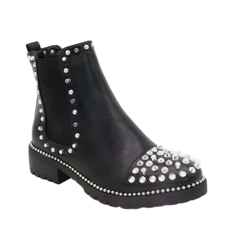 Women's Boots 2023 New European Style Platform Sexy Rivets High Top