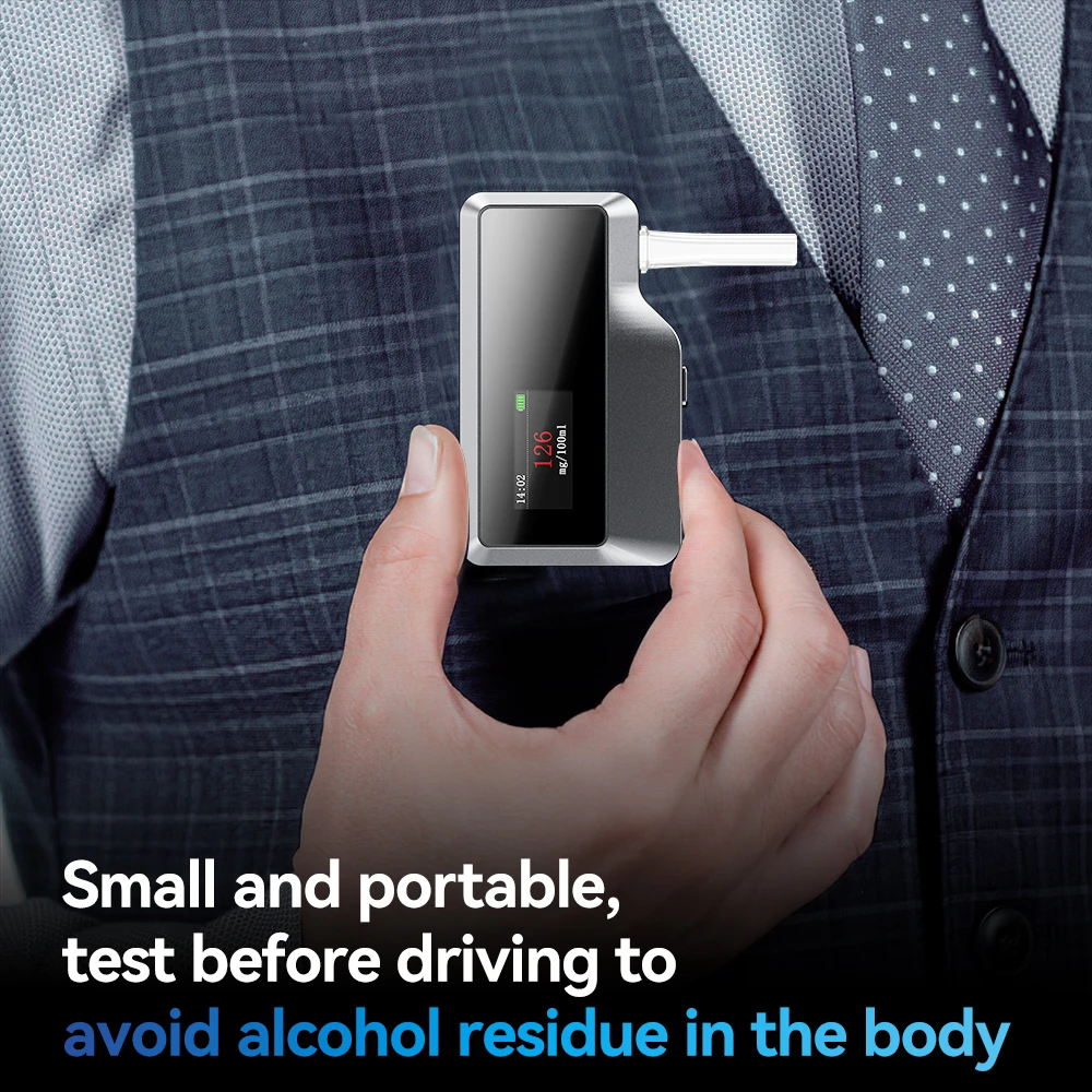 Newest Design Breathalyzer Alcohol Tester HM05, Personal Breath Alcohol Detector, Portable Digital Electrochemical Sensor