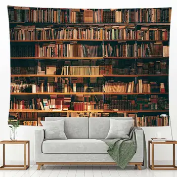 Bibliothèque murale suspendue rétro, tapisserie artistique pour décoration de maison, chambre à coucher, salon, bibliothèque mystère 1