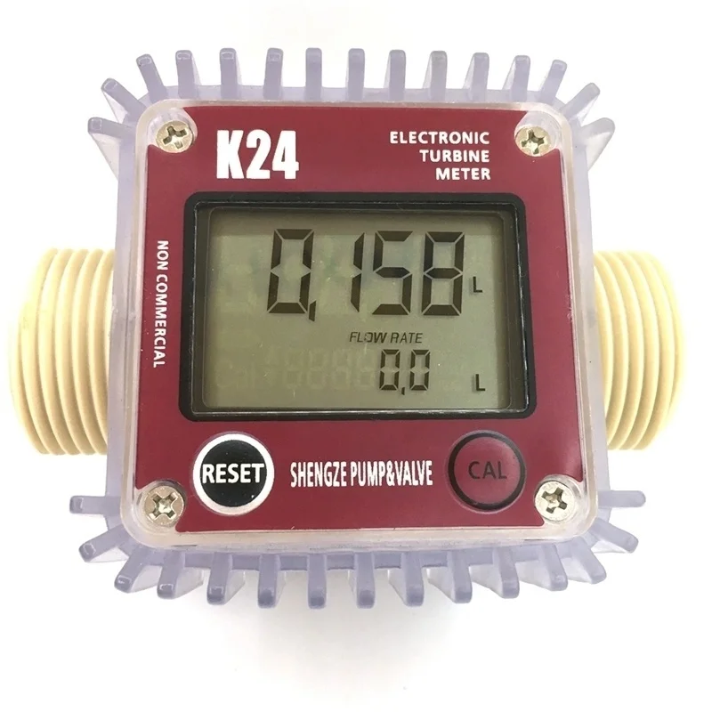 Digital LCD K24 Flow Meter Turbine Fuel Flow Tester For Chemicals Water