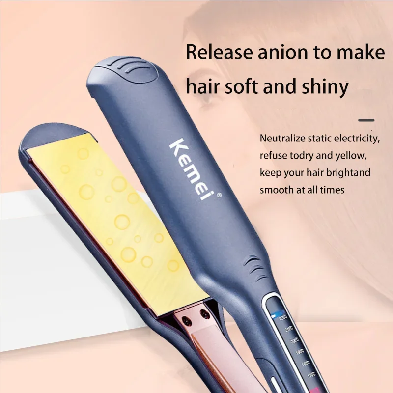 Kemei Km-740 Portable Professional Led Six-speed Flat Iron Negative Ion Anti-scald Hair Straightener Curling Iron