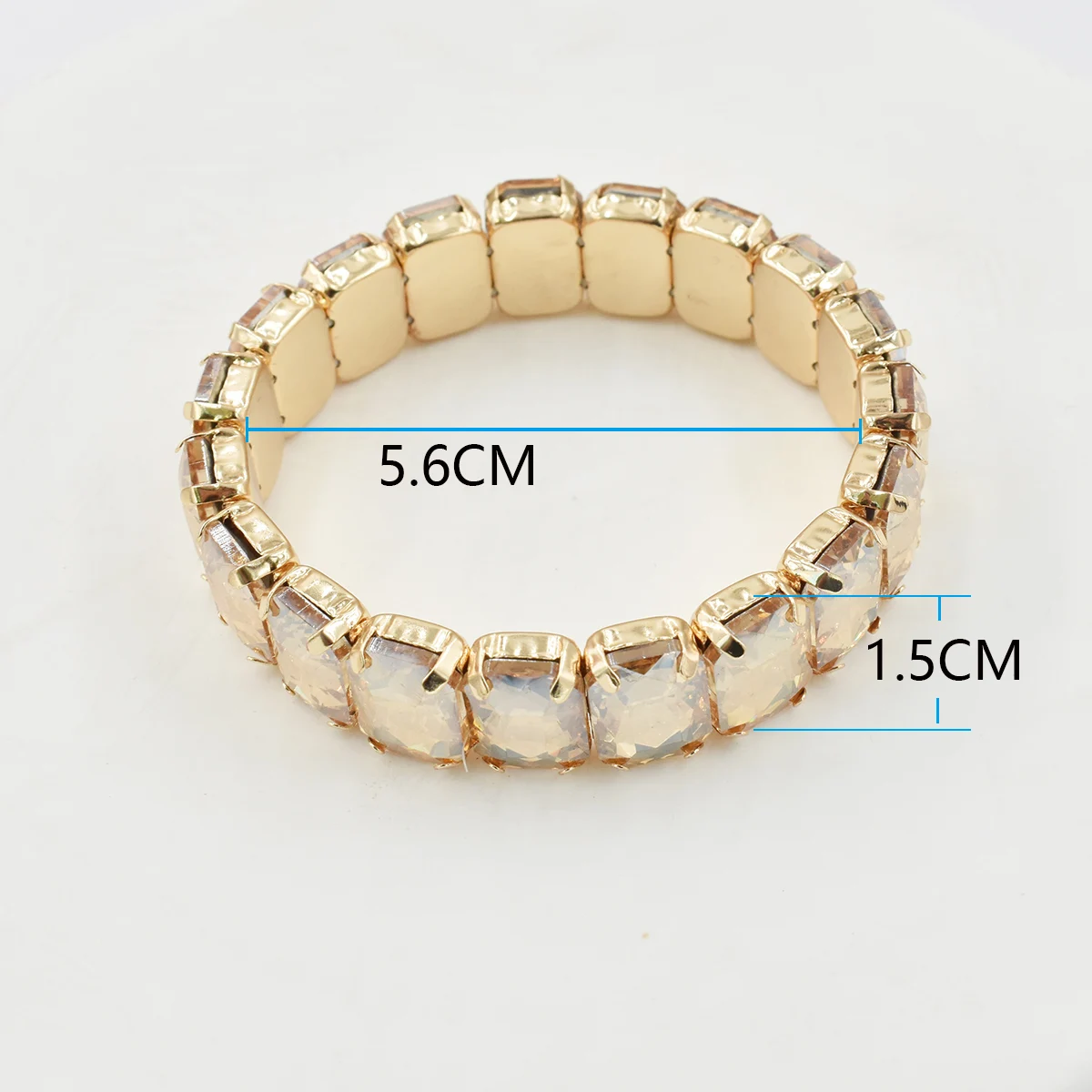 Colorful Geometric Crystal Square Elastic Bracelet – Boho Style