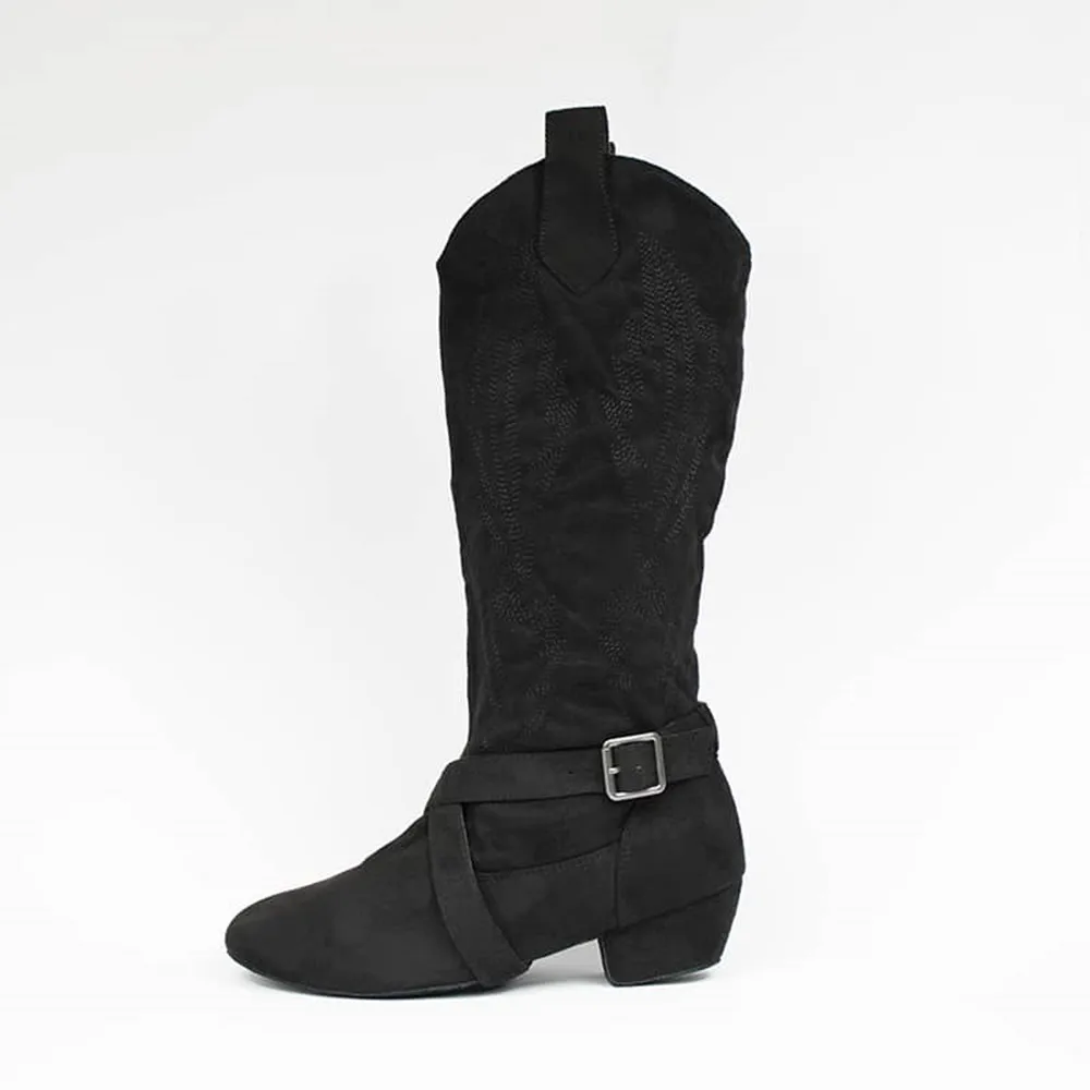High Quality 3.5CM Heel Brown Color Women Embroidery Dance Boots Wear Indoor 6
