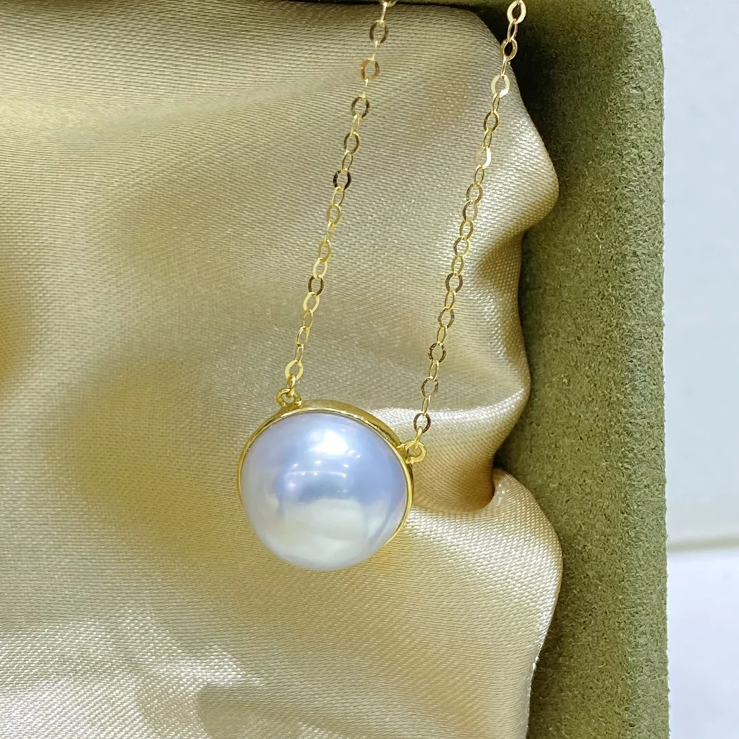 Xx2023 Solid 18K Gold Natural Australian Sea Water 10Mm White Pearls Pendenti Collane Per Le Donne Pendenti Con Perle Fini