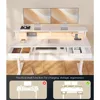 Electric Standing Desk with Drawers & Keyboard Tray, 55 Inch Height Adjustable Desk with Power Outlets & LED Lights, Sit Stand T 5