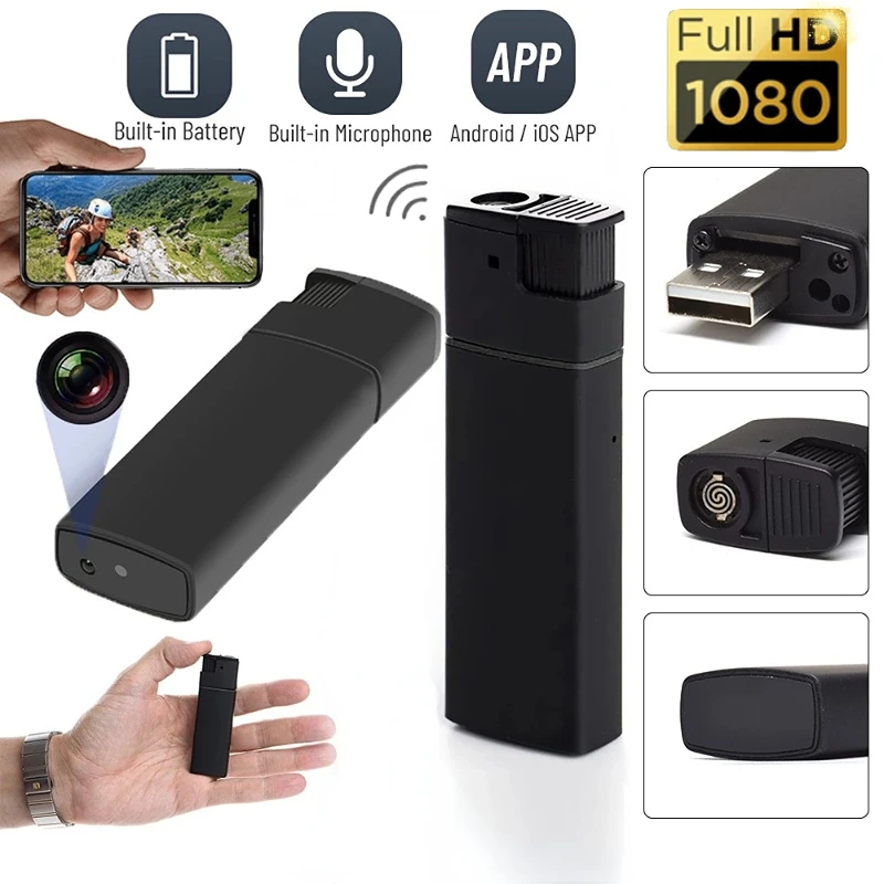 blotte Jeg var overrasket midlertidig 1080p Hd Mini Camera Portable Wifi Lighter Camera Night Vision Home  Security Surveillance Outdoor Sports Dv Lighter Cam - Mini Camcorders -  AliExpress