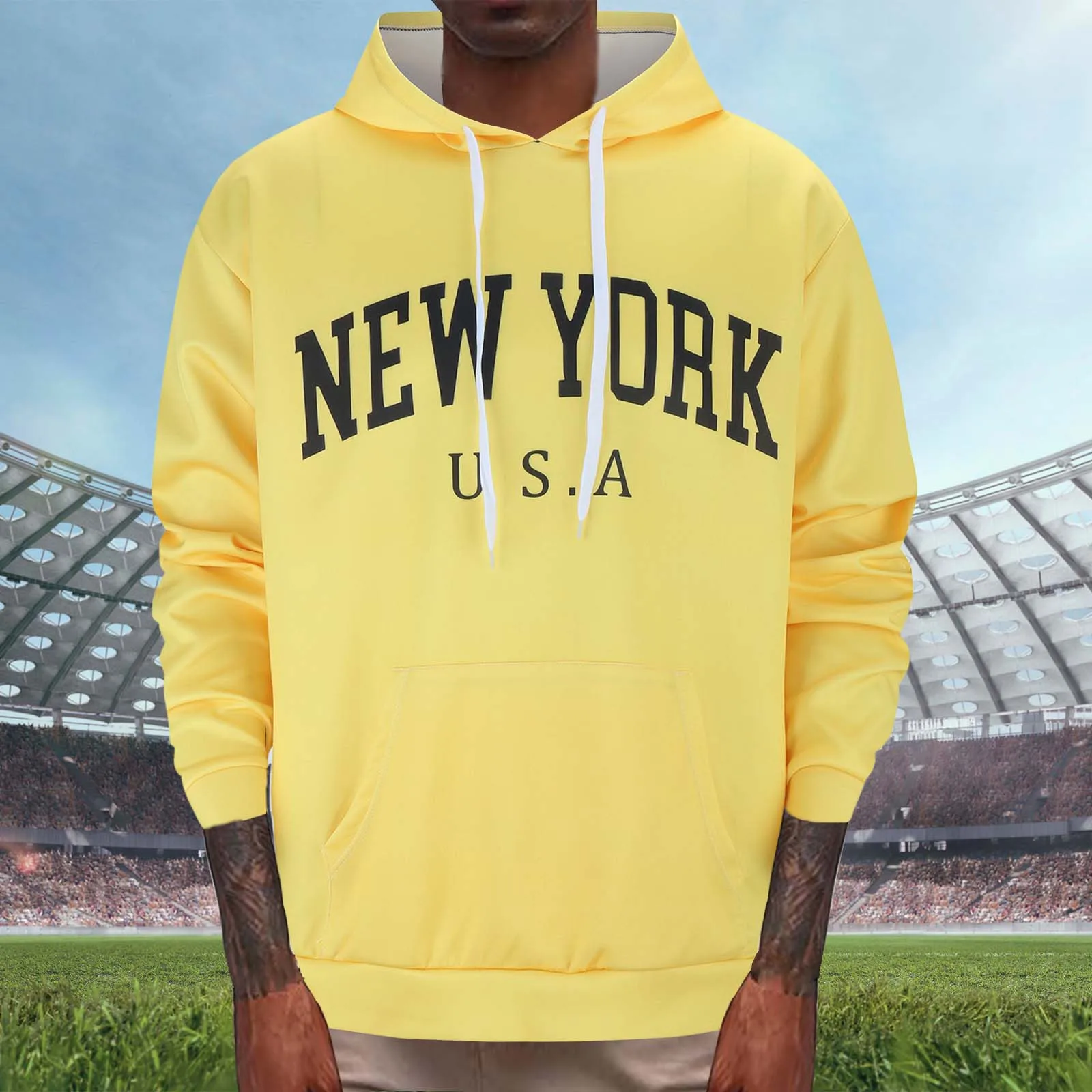 

2023 New Men'S Loose Letter Print Hooded Pullover Sweatshirt Men'S Casual Fashion Spring And Autumn Sweatshirt Sweater Coat