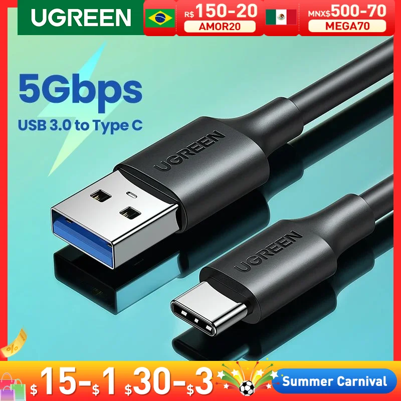 UGREEN-Câble de données USB C, 5Gbps, USB 3.0 A vers USB C, iPad Pro, Samsung Galaxy S24, Switch M2, SSD, NVcloser, Super Speed