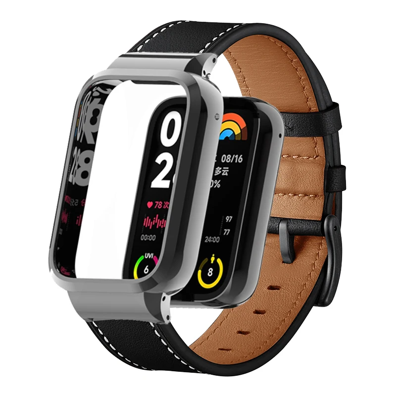 

Кожаный браслет для Xiaomi Mi Band 8 pro, металлический чехол с ремешком для Xiaomi Mi Band 7 Pro, защитный чехол для mi band 8 pro