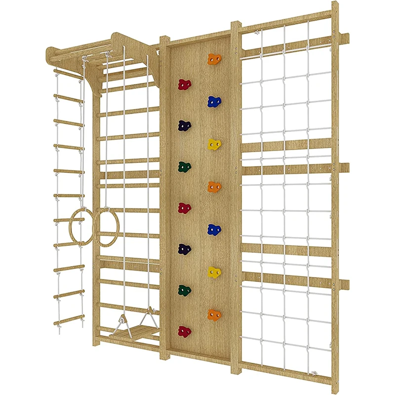 Factory 9 in 1 Climbing Wall Games Kids Wood Climbing Frame Gym Set
