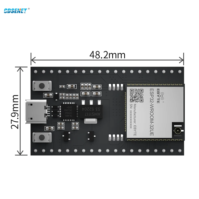 Test Kits for 2,4G ESP32 Dual Core Mcu ESP32-D0WD-V3 WIFI WROOM WROVER CDSENET ESP32-WROOM-32UE 20dbm Fern 400m IPEX Antenne