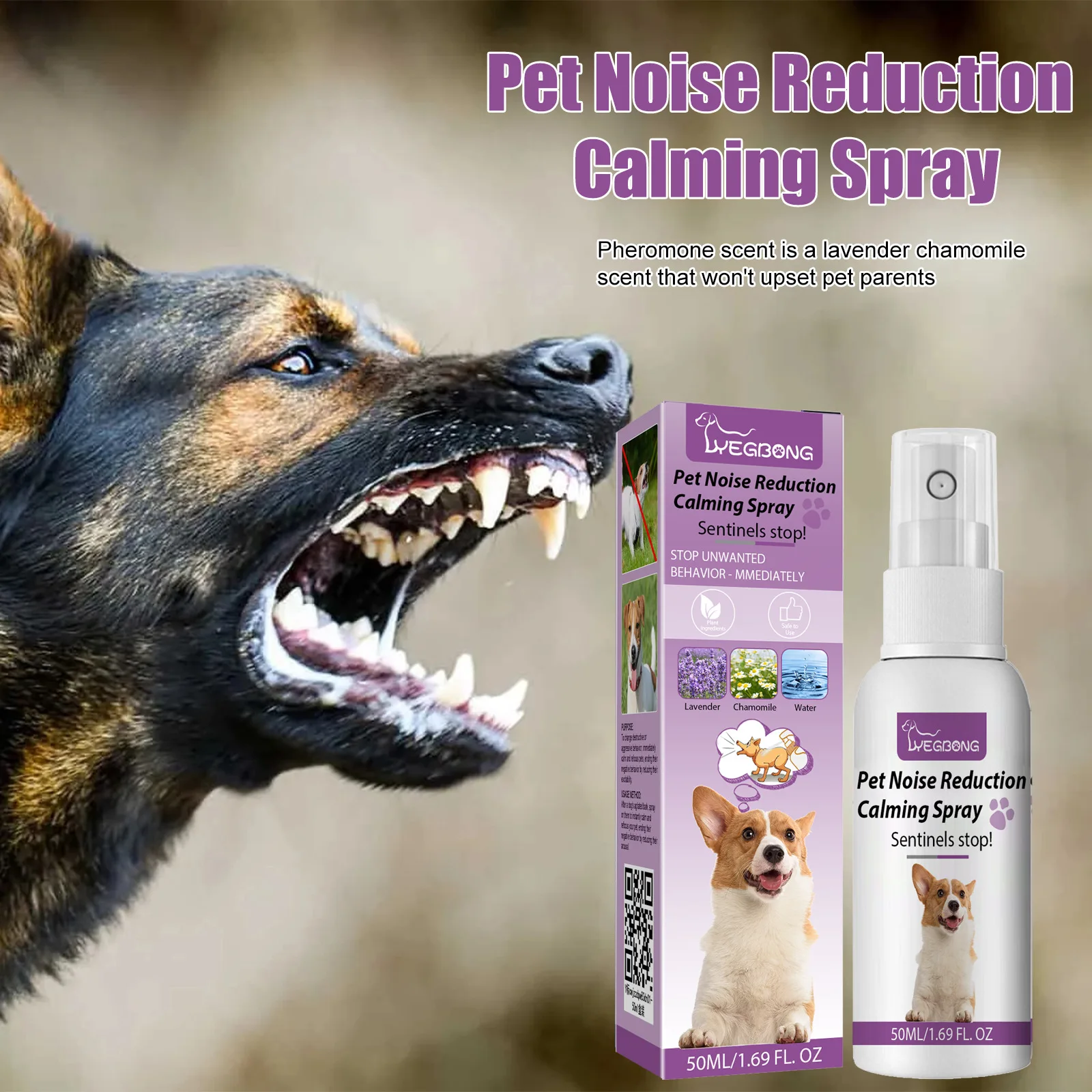 50ML Pet Relaxants Dog Noise Reduction Calming Spray for Barking Restless End the Dog's Negative Behavior Pet Health Supplies