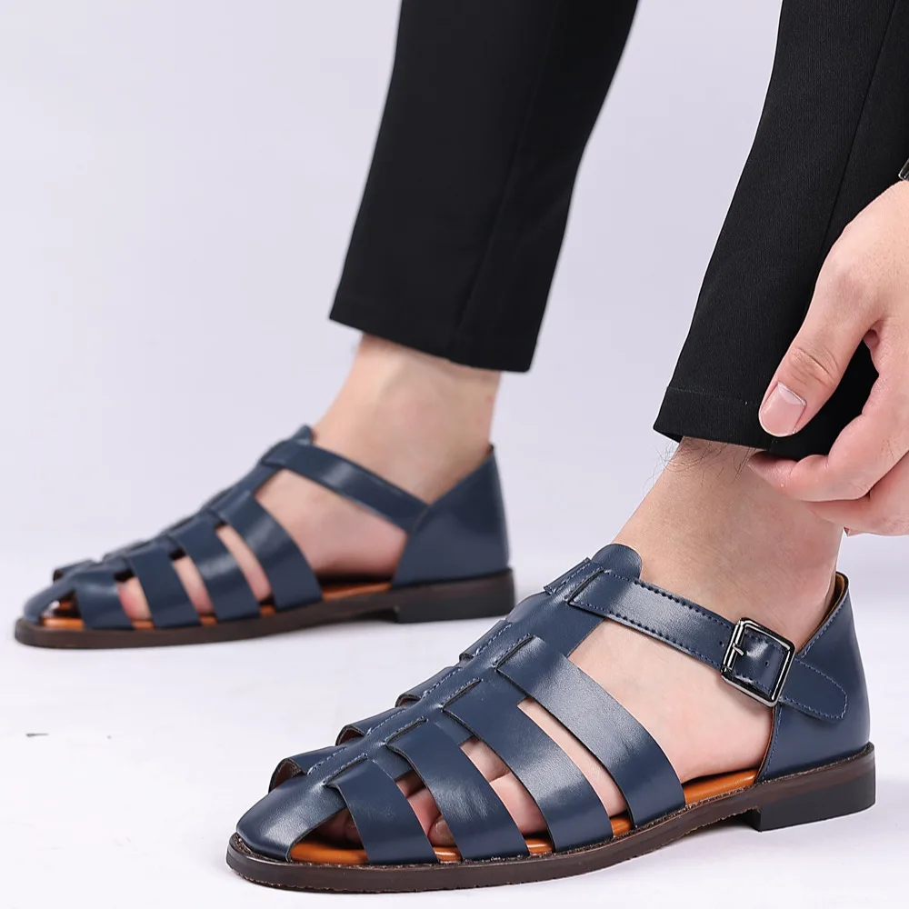 

Summer Stylish Sandals Man Leather Daily Roman Shoes Fashion Mens Business Dress Casual Comfortable Footwear Flats